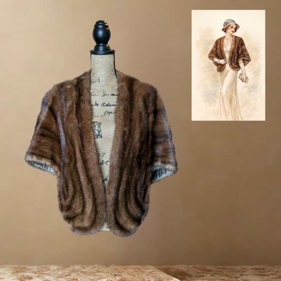 1930s Vintage Real Mink Capelet Bolero | Tel Original Fort Lauderdale - Picture 1 of 9